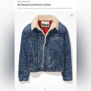 American Eagle Sherpa-Lined Denim Jean Jacket